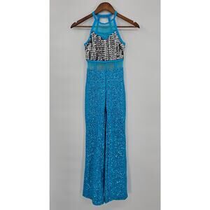 Weissman Dancewear Girls Blue Dance Costume Jumpsuit